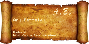 Ary Bertalan névjegykártya